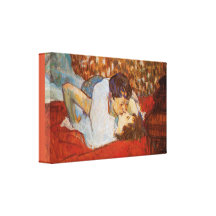 Kyssen av Henri de Toulouse-Lautrec på Canvas~ Kanvasdukar Med Gallerikvalitet