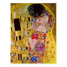 Kyssen (specificera), vid Gustav Klimt Vykort