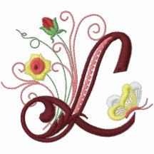 L för fjärilsbroderi för monogram blom- utslagspla
