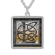 L initiala halsband för sten för Monogram"Celticsv