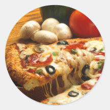 Läcker Pizza Runda Klistermärken