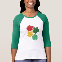 Ladies XL Raglan Green Sleeve Bold Leaf Pattern T-shirt