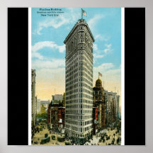 Lägenhetjärnbyggnad. Broadway och femte Ave. NYC Print