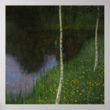 Lakeshore med björkar - Gustav Klimt Affischer