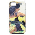 Landflicka med akustisk gitarrvattenfärg iPhone 5 cover