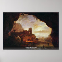 Landskap med fördärvar vid Vernet Joseph Affisch