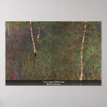 Lantbrukarhem med björkar av Klimt Gustav Posters