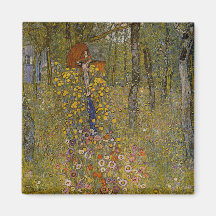 Lantgårdträdgård med crucifixen - Gustav Klimt Kylskåpsnagnet