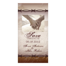 Lantlig landsbyggsbröllop SaveTheDate Photocard Anpassade Foto Kort
