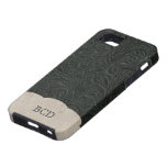 Lantligt land för Monogrammed svart läderLook iPhone 5 Case-Mate Skal