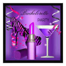 Läppstift för sebra för Bachelorette party purpurf Kort För Inbjudningar