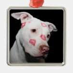 Läppstiftkyssar av kärlek för den Pitbull hunden Julgransdekoration