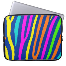 Laptop sleeve för ljus zebra ränder för neon färgr datorfodral