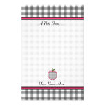 Lärarebrevpapper - grå Gingham Apple för kol