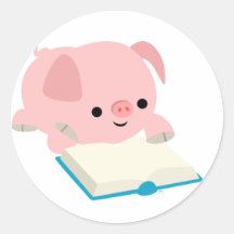 Läs- Pigletklistermärke för gullig tecknad