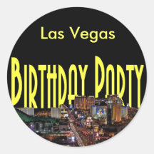 Las Vegas födelsedagsfestklistermärke