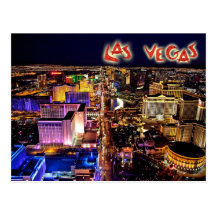 Las Vegas Nevada på natten - antennen beskådar Vykort