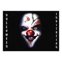 läskig clown för halloween inbjudan