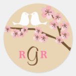 Latte & grönt körsbärsrött blommarbröllop runda klistermärken