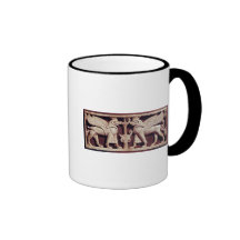 Lättnad som visar två griffons, från Arslan Tash Kaffe Mugg