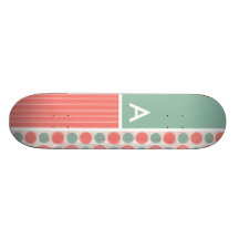 Lax, korallrosor & Seafoam polka dots Skate Decks