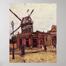 Le Moulin de la Galette av Vincent Willem Van Gogh Affisch