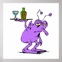 Ledsna purpurfärgade främmande portiondrinkar posters