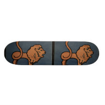 Lejont - antikvarisk färgrik bokillustration skateboard