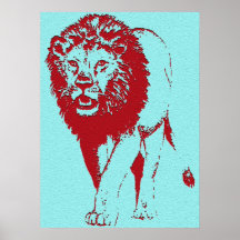 Lejont blåttglöd print
