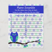 Lek för personlig för blåttugglababy shower custom flyer