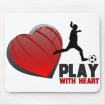 Lek med hjärtakvinna fotboll Mousepad