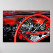 Lenkrad vom Oldtimer Plakat