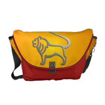 Leo lejon stjärntecken i silver på messenger bag