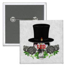Leo Skull Pinback Button
