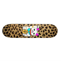 LEOPARD FÖR KATT MANEKI NEKO FÖR MEOWIES LYCKLIG SKATE BOARDS