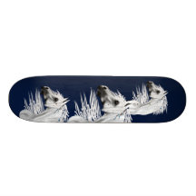 Leopardappaloosaen med vit befjädrar skateboarden