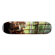 Leraburkar på fönsterbräda skate board decks