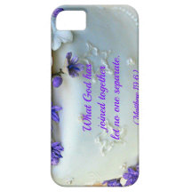 Lila blommorbröllopstårta med bibelverse iPhone 5 Case-Mate skydd