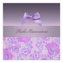 Lilapilbåge & blommaQuinceañera inbjudan