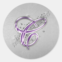 Lilor och klistermärke för silverglitterMonogram C