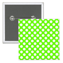 Limefruktgrönt- och vitpolka dots knapp med nål