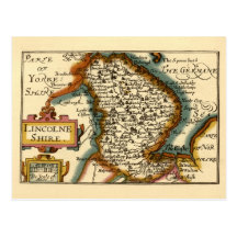 Lincolneshire ståndsmässig karta, England Vykort