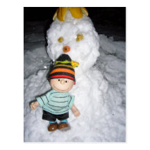 linus och snö vykort