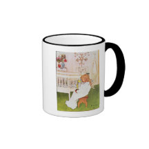 Lisbeth med en gul tulpan kaffe muggar