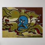 Lite affisch för blåttspökegrafitti