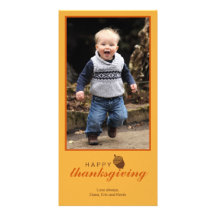 Lite brun hälsning för ekollonthanksgivingfoto anpassade foto kort
