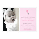 Lite fågel - rosa födelsemeddelandekort kort för inbjudningar