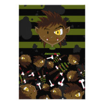 Lite Halloween WerewolfOSA kort Inbjudningskort