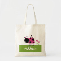 Lite hänger lös rosa flickor för nyckelpiga tote bag