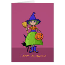 Lite häxaplommonHalloween kort